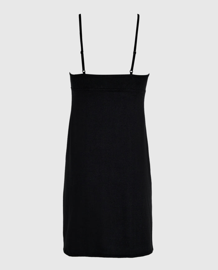 Sleep Dress with Rosette in Black