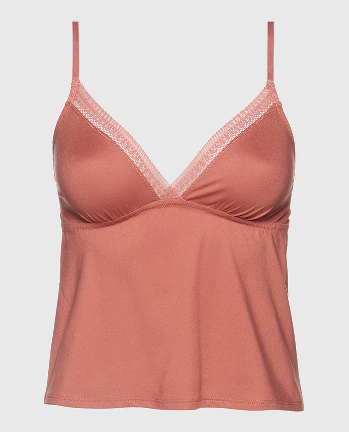 Sleep Tank with Elemental Lace in Rosy Blush