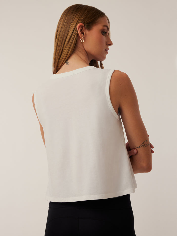 Greyson Clothiers Sloane Tank Top in Arctic - Back View, Cropped Pima Cotton Women's Tank | Greyson Clothiers