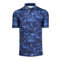 Maltese Blue Wolf-Print Men's Golf Polo, Smoke in the Den - Front View | Greyson Clothiers