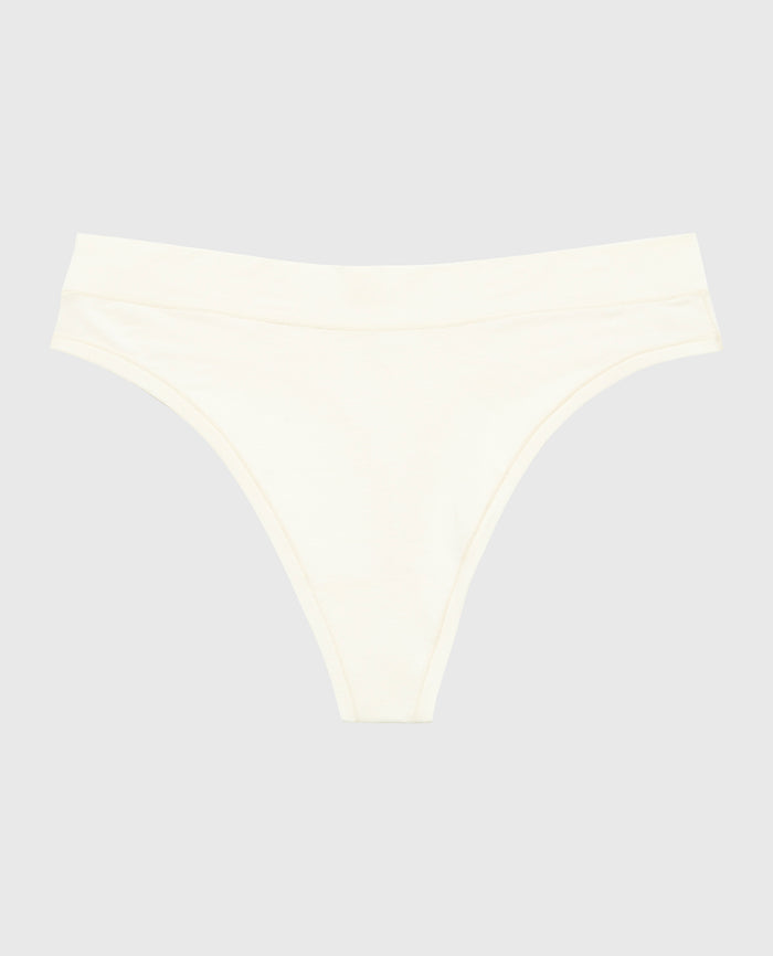 Smooth Comfort High Leg Thong in Pearled Ivory