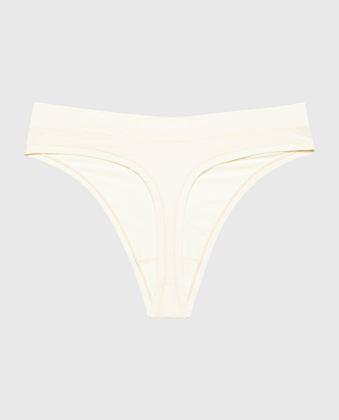 Smooth Comfort High Leg Thong in Pearled Ivory