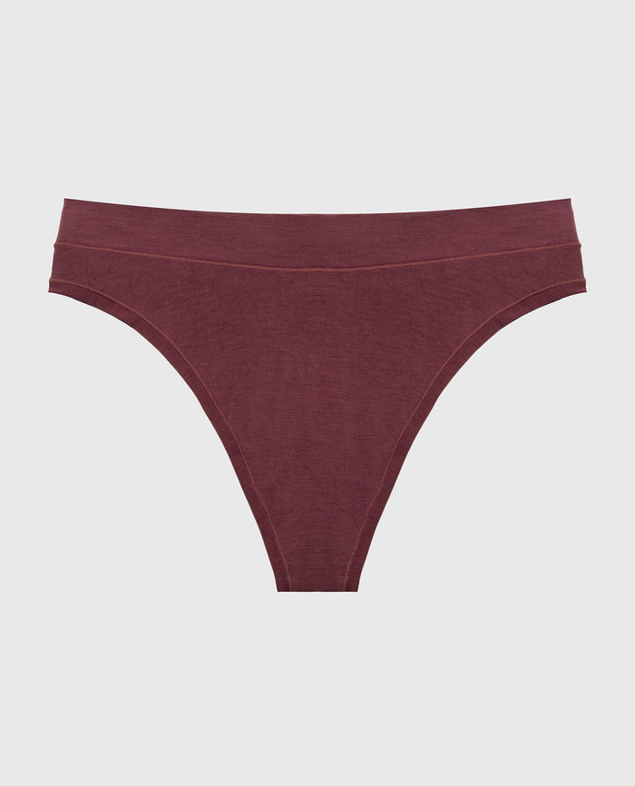 Smooth Comfort High Leg Thong in Plum Wine