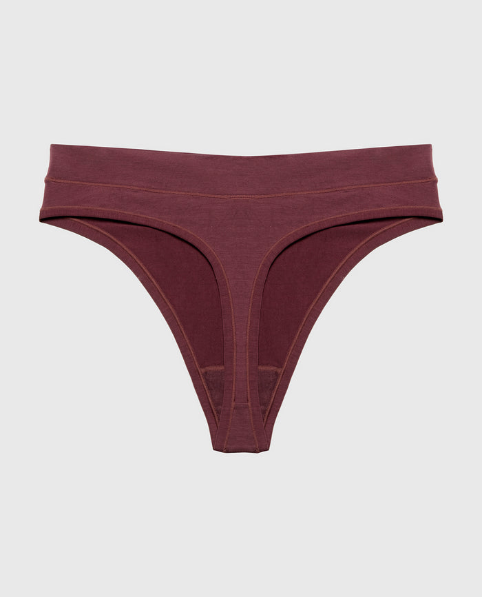 Smooth Comfort High Leg Thong in Plum Wine