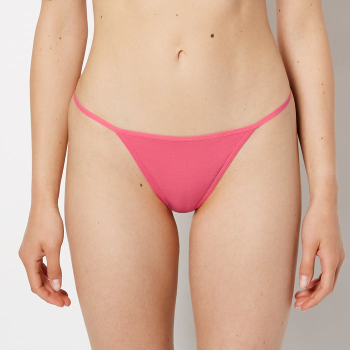 Smooth Cotton G-String Panty in Pink Flambe