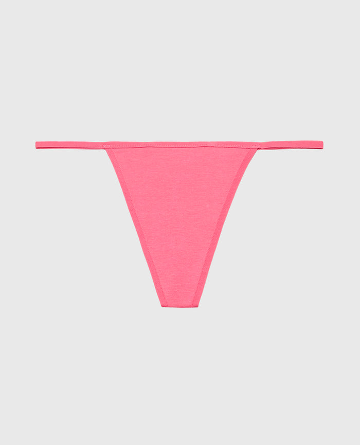 Smooth Cotton G-String Panty in Pink Flambe