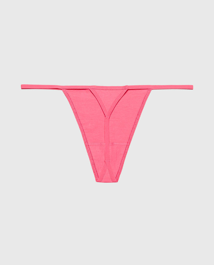 Smooth Cotton G-String Panty in Pink Flambe