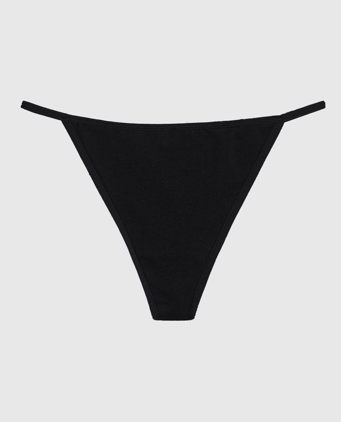 Smooth Cotton G-String Panty in Tuxedo Black