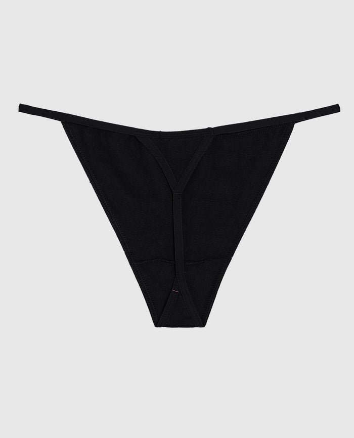 Smooth Cotton G-String Panty in Tuxedo Black