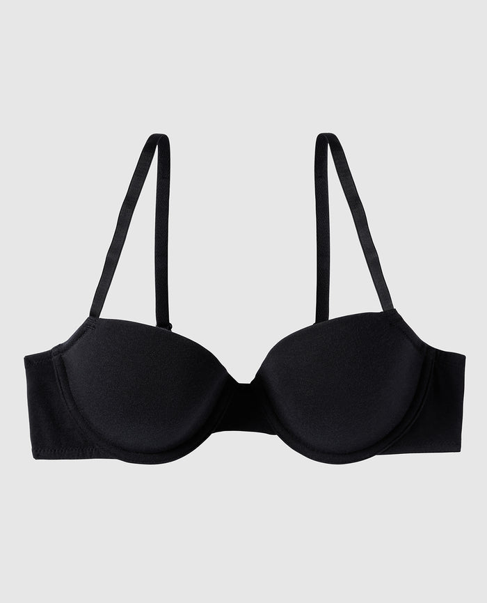 Smooth Cotton Lightly Lined Demi Bra in Black
