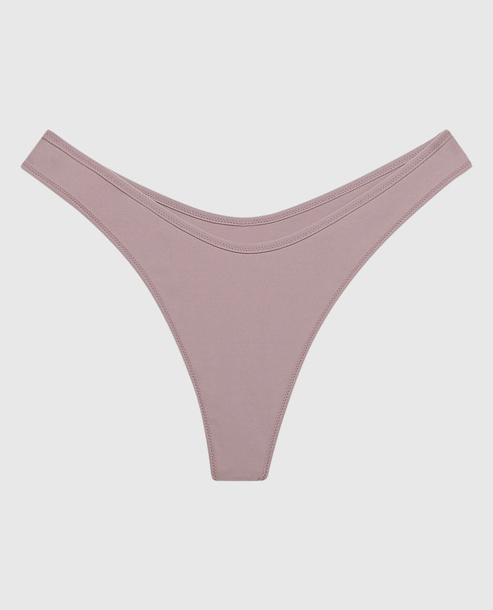 Smooth High Leg Thong Panty in Winterberry