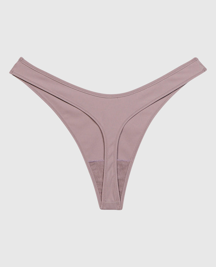 Smooth High Leg Thong Panty in Winterberry