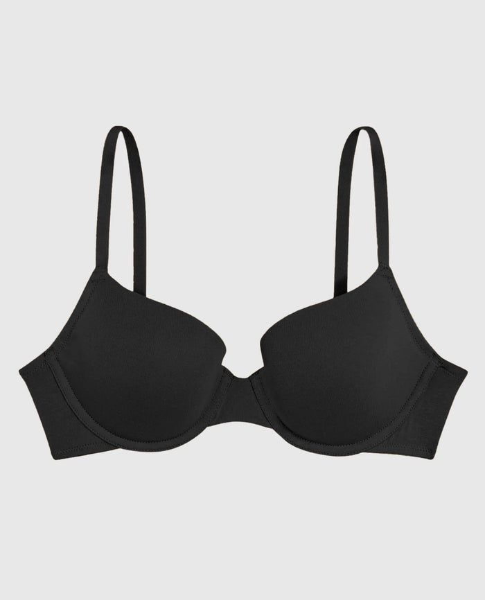 Smooth Lightly Lined Demi Bra in Tuxedo Black