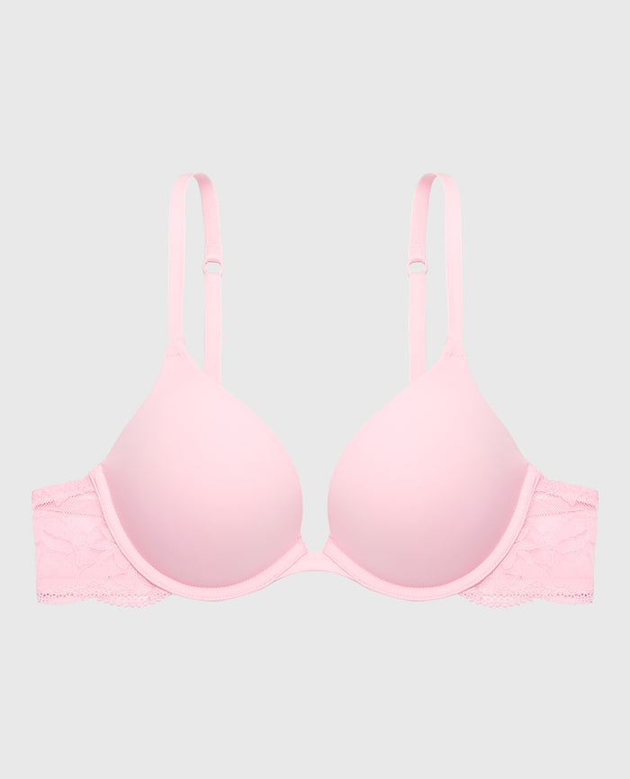 Smooth Push Up Plunge Bra With Charmed Lace Wing in Sweet Dream