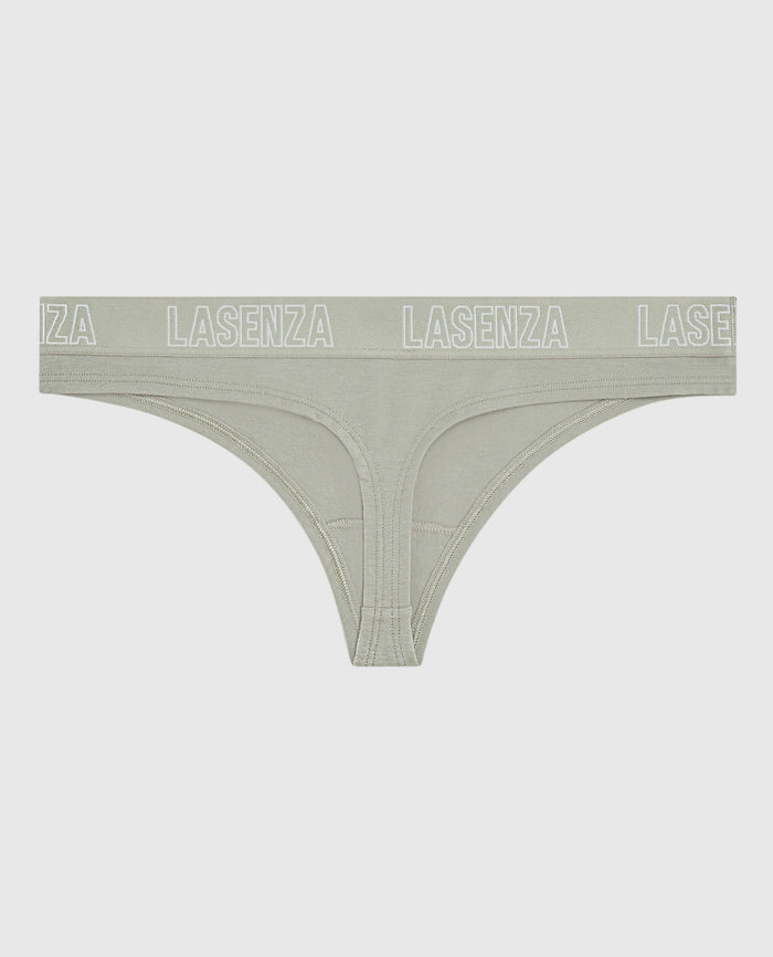 Smooth Thong Panty with Logo Band