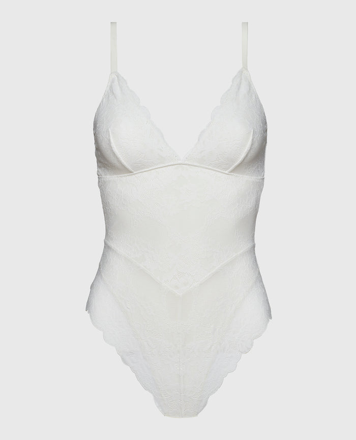 Smoothing Lace Bodysuit in White