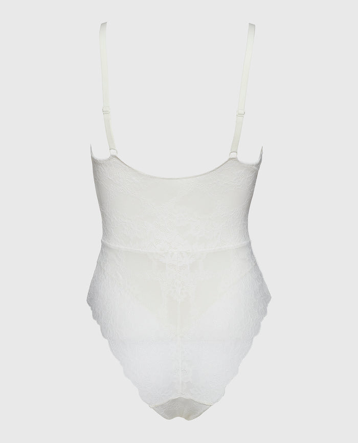 Smoothing Lace Bodysuit in White