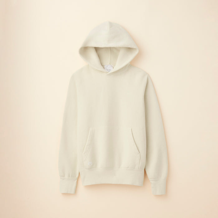 Bone Ivory Heavyweight Brushed Fleece Hoodie - Flat Lay Front View | Greyson Clothiers