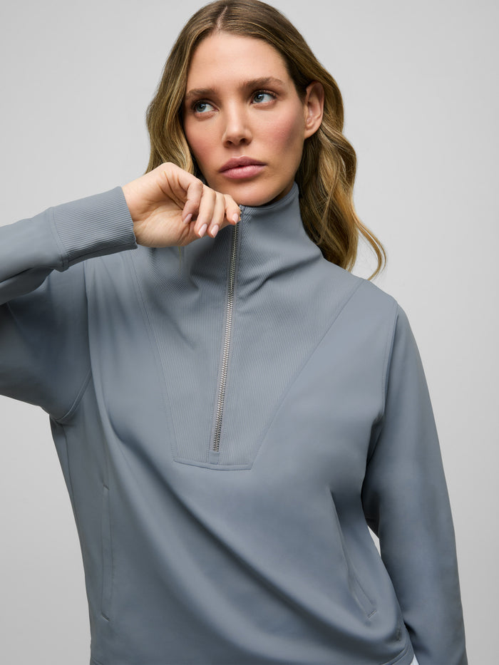 Bluestone Soleil Half Zip Pullover - Front Detail, Women's Premium Golf Layer | Greyson Clothiers