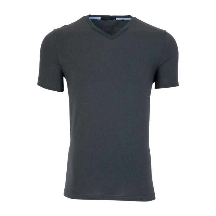 Charcoal Performance V-Neck Tee - Front View | Greyson Clothiers