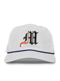 Greyson Spirit Wolf Gothic Rope Hat Arctic - Front View, Navy Rope Brim, Gothic MH Logo Embroidery | Greyson Clothiers