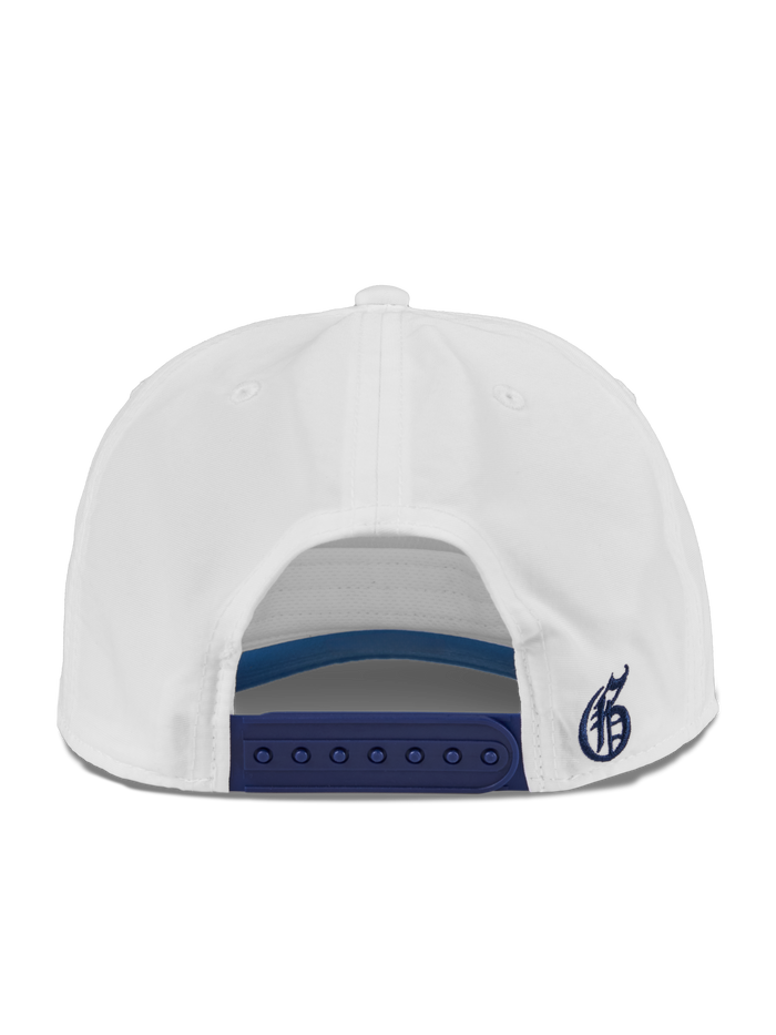 Greyson Spirit Wolf Gothic Rope Hat Arctic - Back View, Navy Snapback Closure with Greyson G Logo | Greyson Clothiers