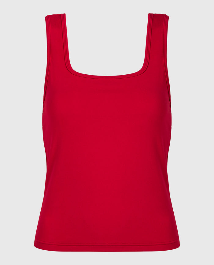 Square Neck Sleep Tank in Crimson