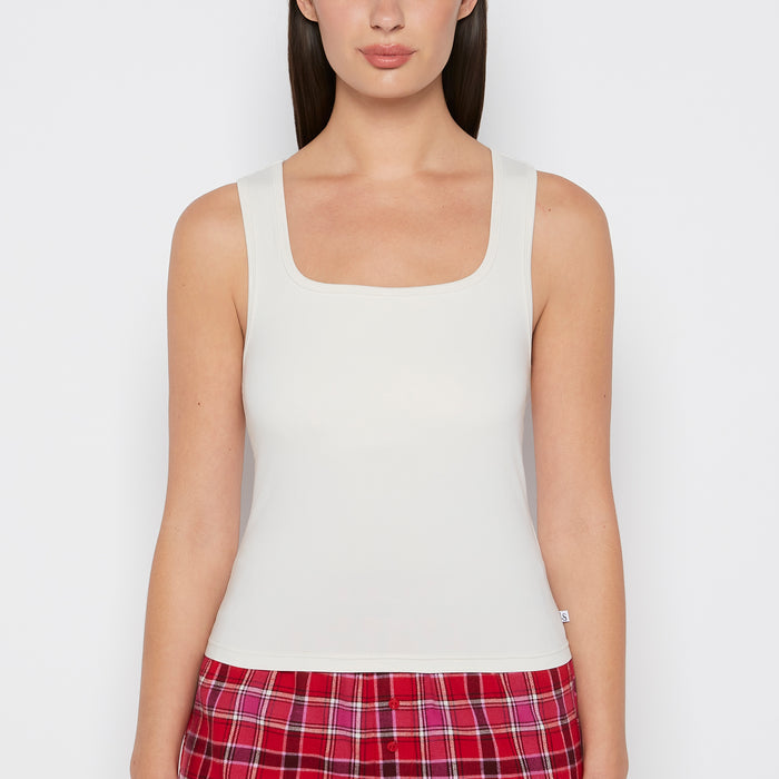 Square Neck Sleep Tank in Egret