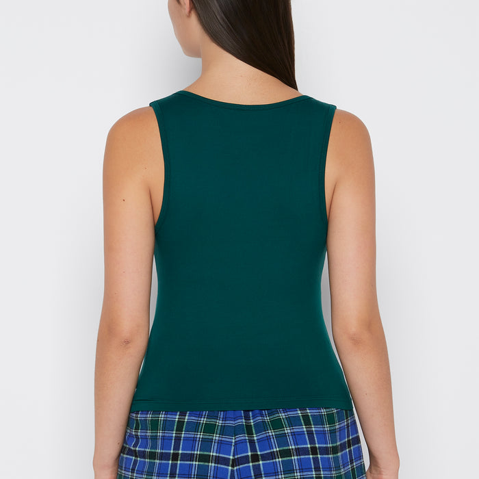 Square Neck Sleep Tank in Emerald Green