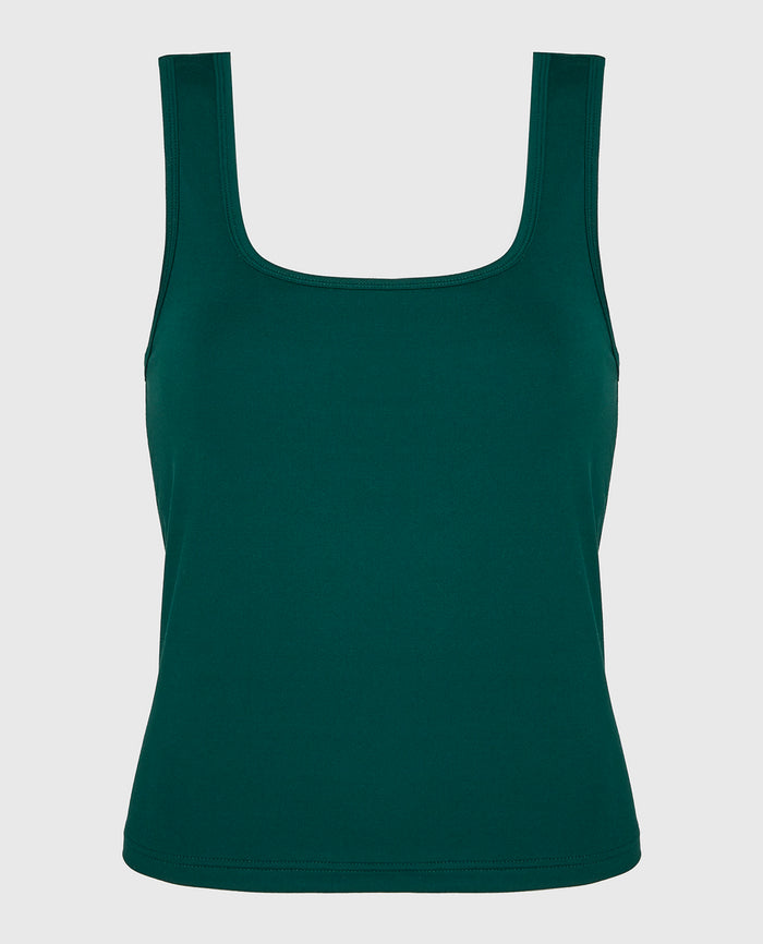 Square Neck Sleep Tank in Emerald Green
