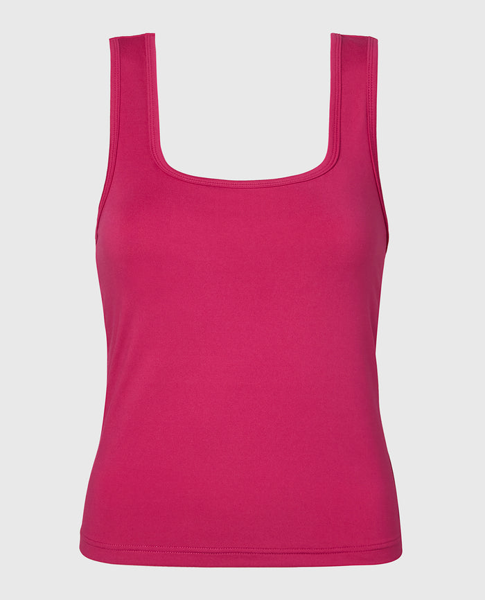 Square Neck Sleep Tank in Fuchsia Red