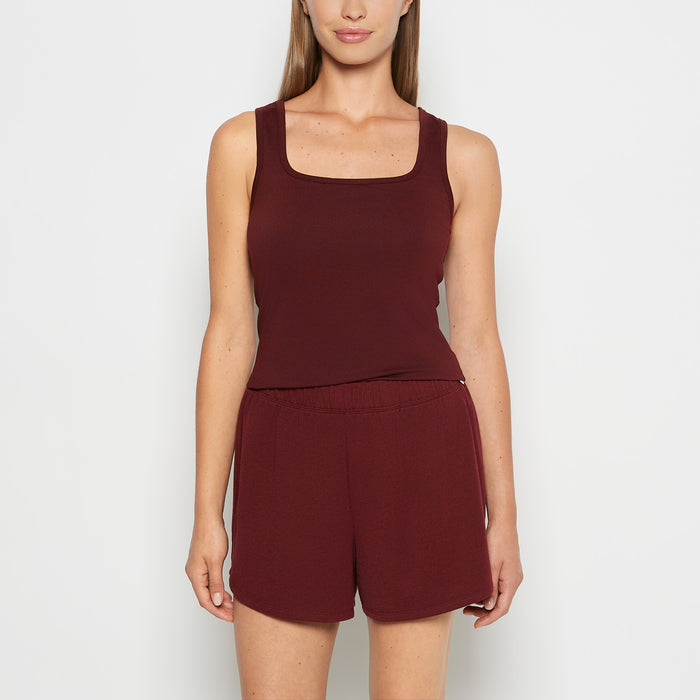 Square Neck Sleep Tank in Russian Ruby