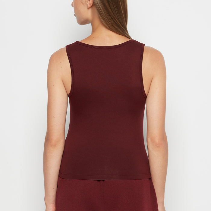 Square Neck Sleep Tank in Russian Ruby