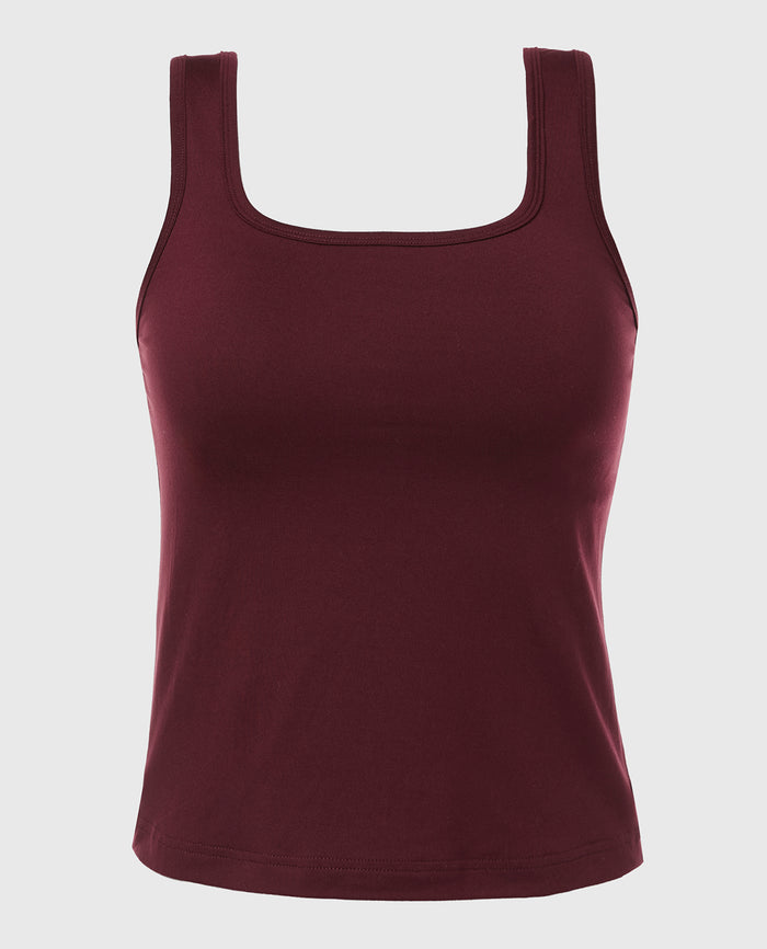 Square Neck Sleep Tank in Russian Ruby