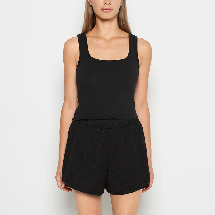 Square Neck Sleep Tank in Tuxedo Black