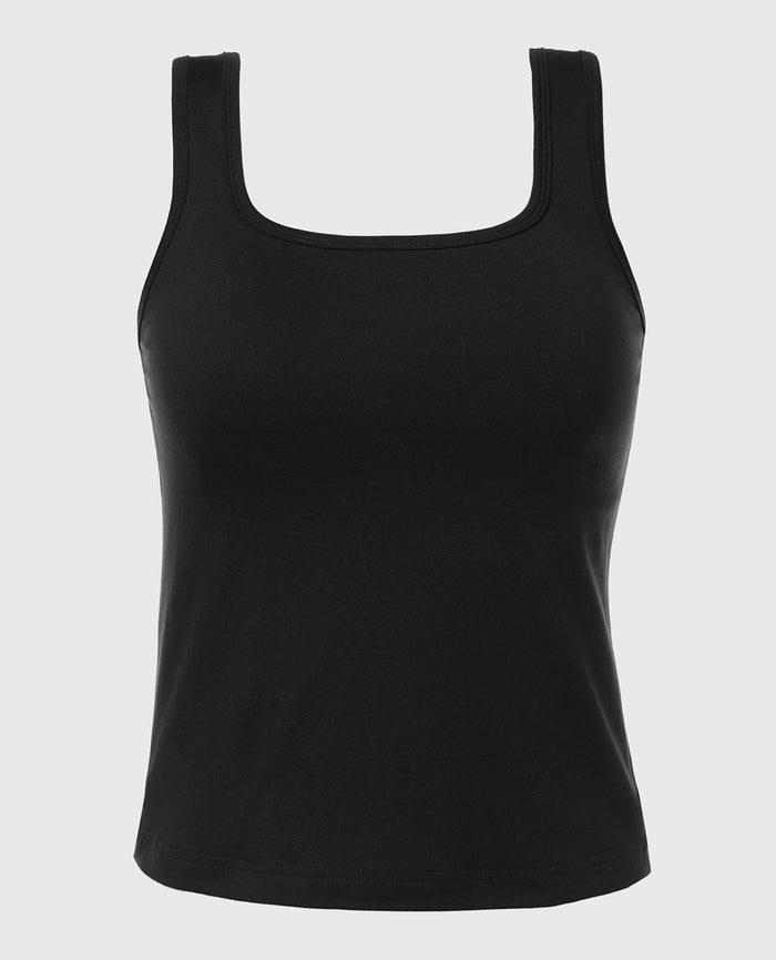 Square Neck Sleep Tank in Tuxedo Black