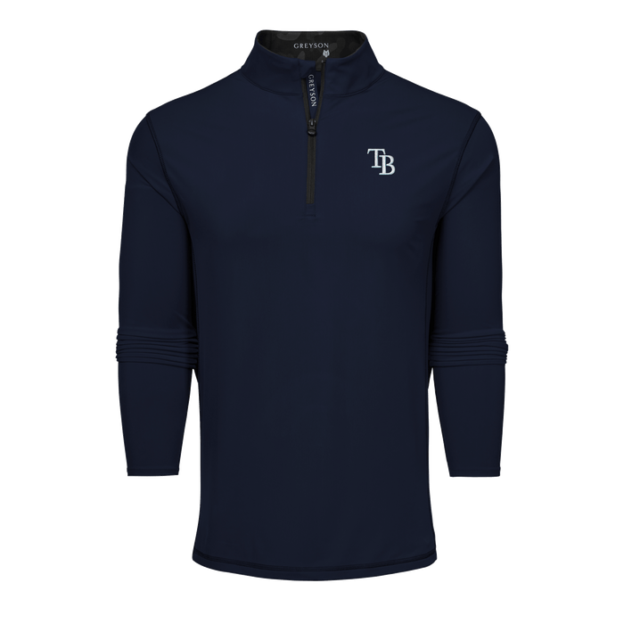 Maltese Blue Tampa Bay Rays Colorado Quarter-Zip Mock Neck Pullover - Front View | Greyson Clothiers