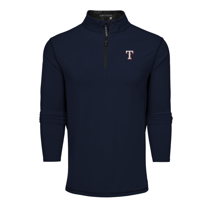Maltese Blue Texas Rangers Colorado Mock Neck Quarter-Zip - Front View | Greyson Clothiers