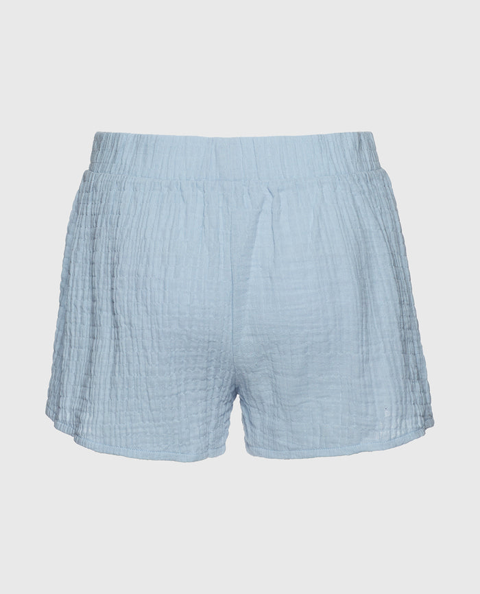 Textured Pajama Short in Subdued Blue