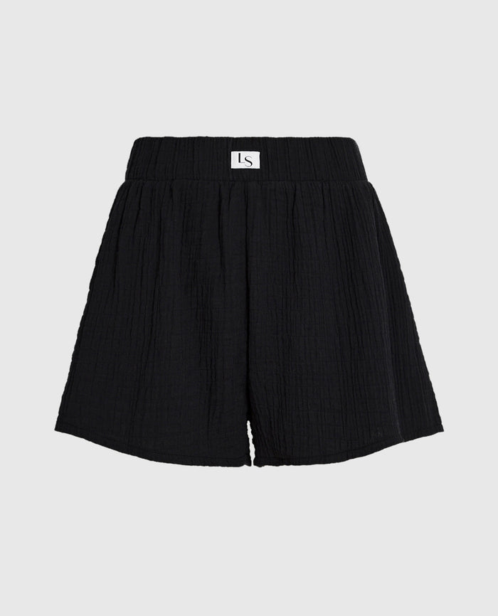 Textured Sleep Short in Black