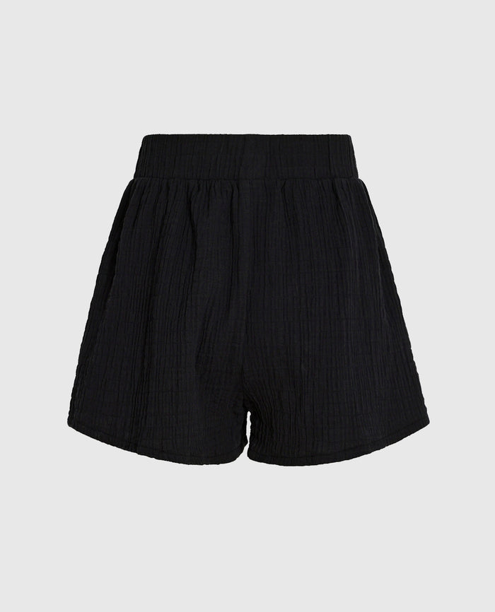 Textured Sleep Short in Black