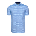 Wolf Blue Geometric Print Performance Golf Polo - Front View | Greyson Clothiers