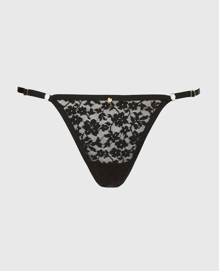 Thong Panty in Tuxedo Black