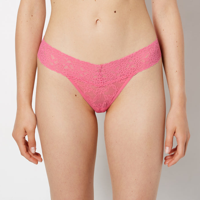 Thong Panty in Ultra Lace in Pink Flambe