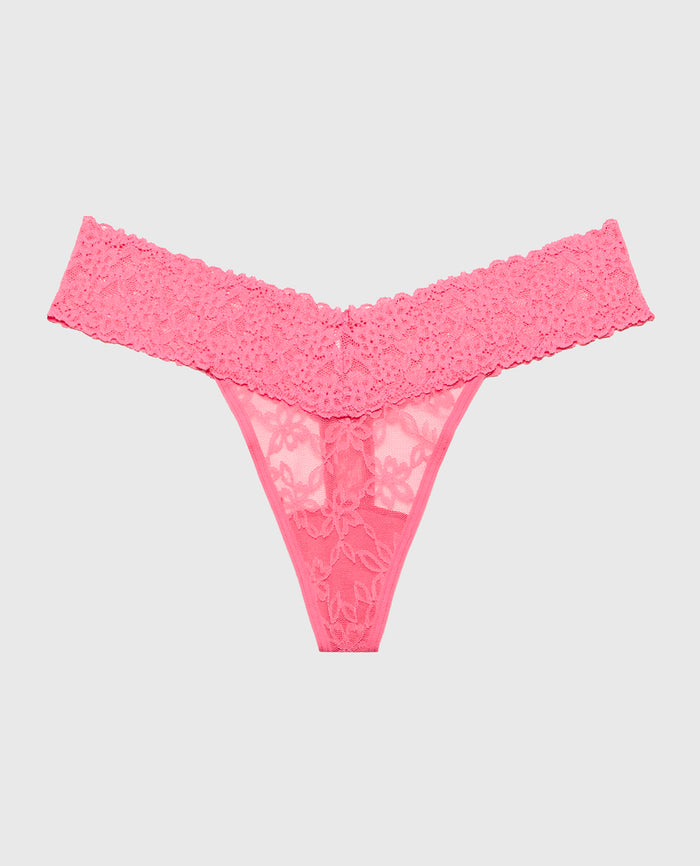 Thong Panty in Ultra Lace in Pink Flambe