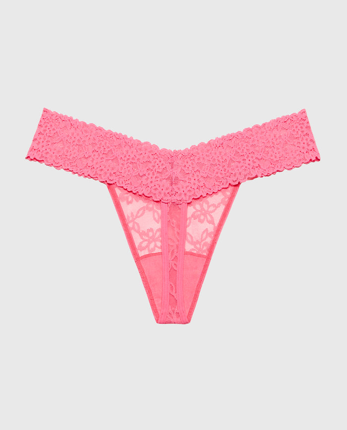 Thong Panty in Ultra Lace in Pink Flambe