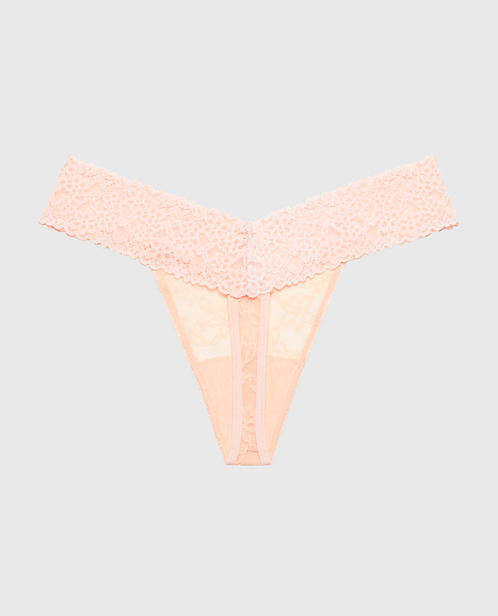 Thong Panty in Ultra Lace in Tropical Peach