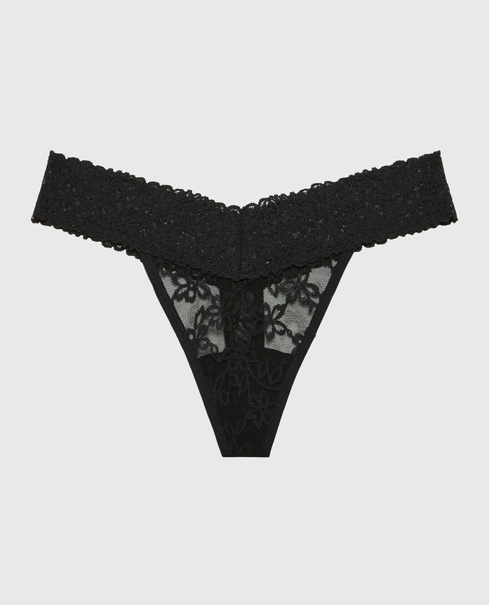 Thong Panty in Ultra Lace in Tuxedo Black