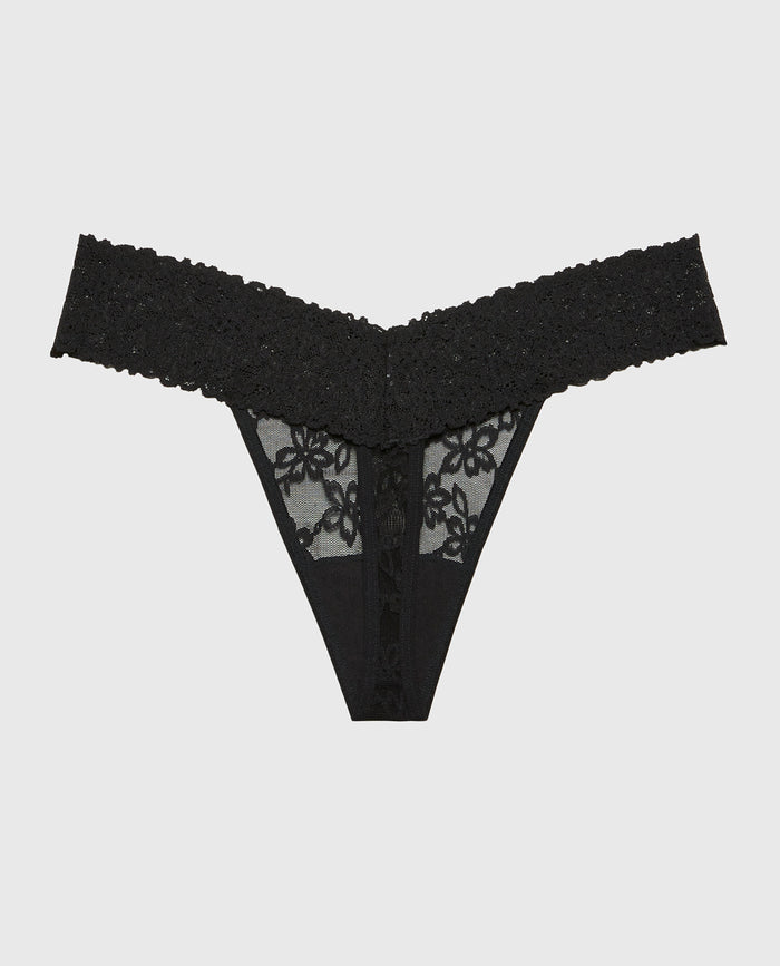 Thong Panty in Ultra Lace in Tuxedo Black