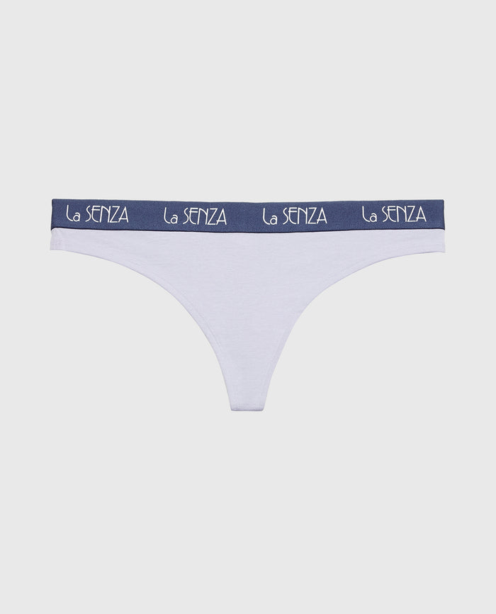 Thong Panty with Art Deco Logo in Blue